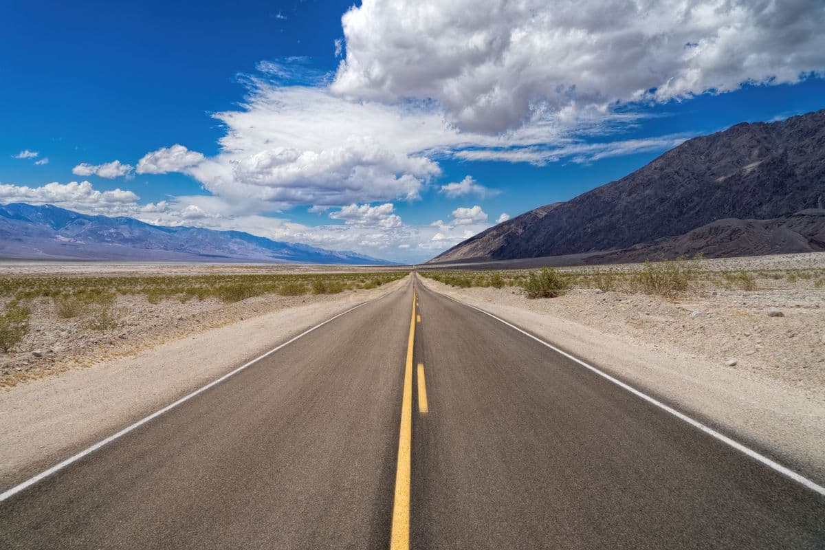 A desert highway through Death Valley