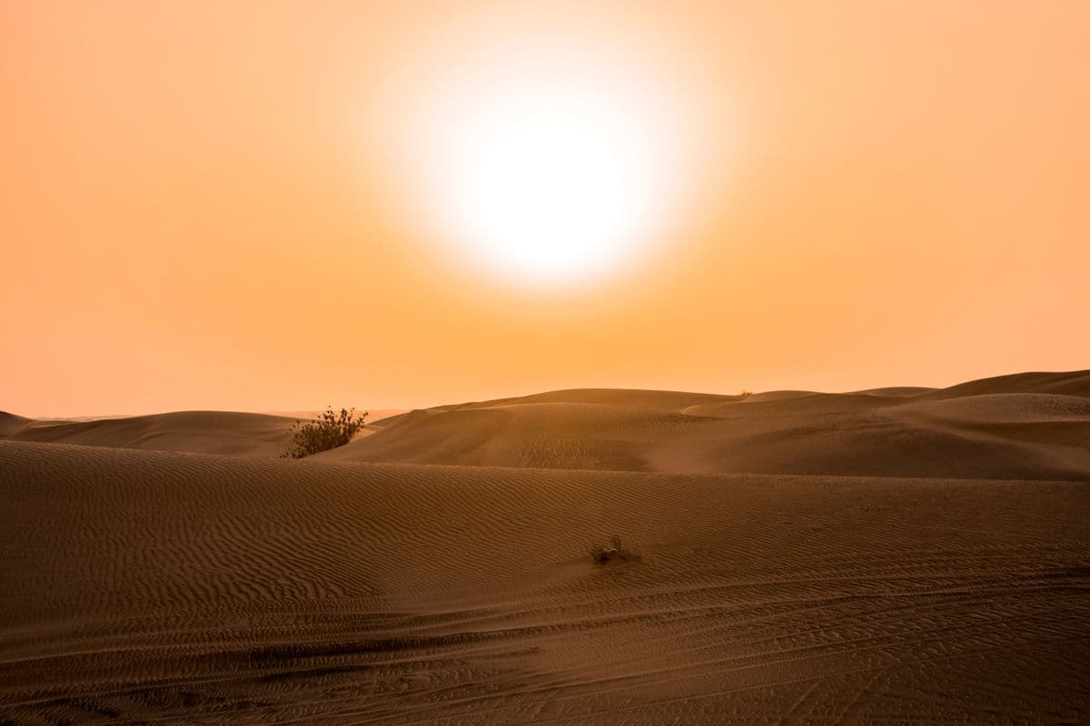 Sun over hot desert dunes